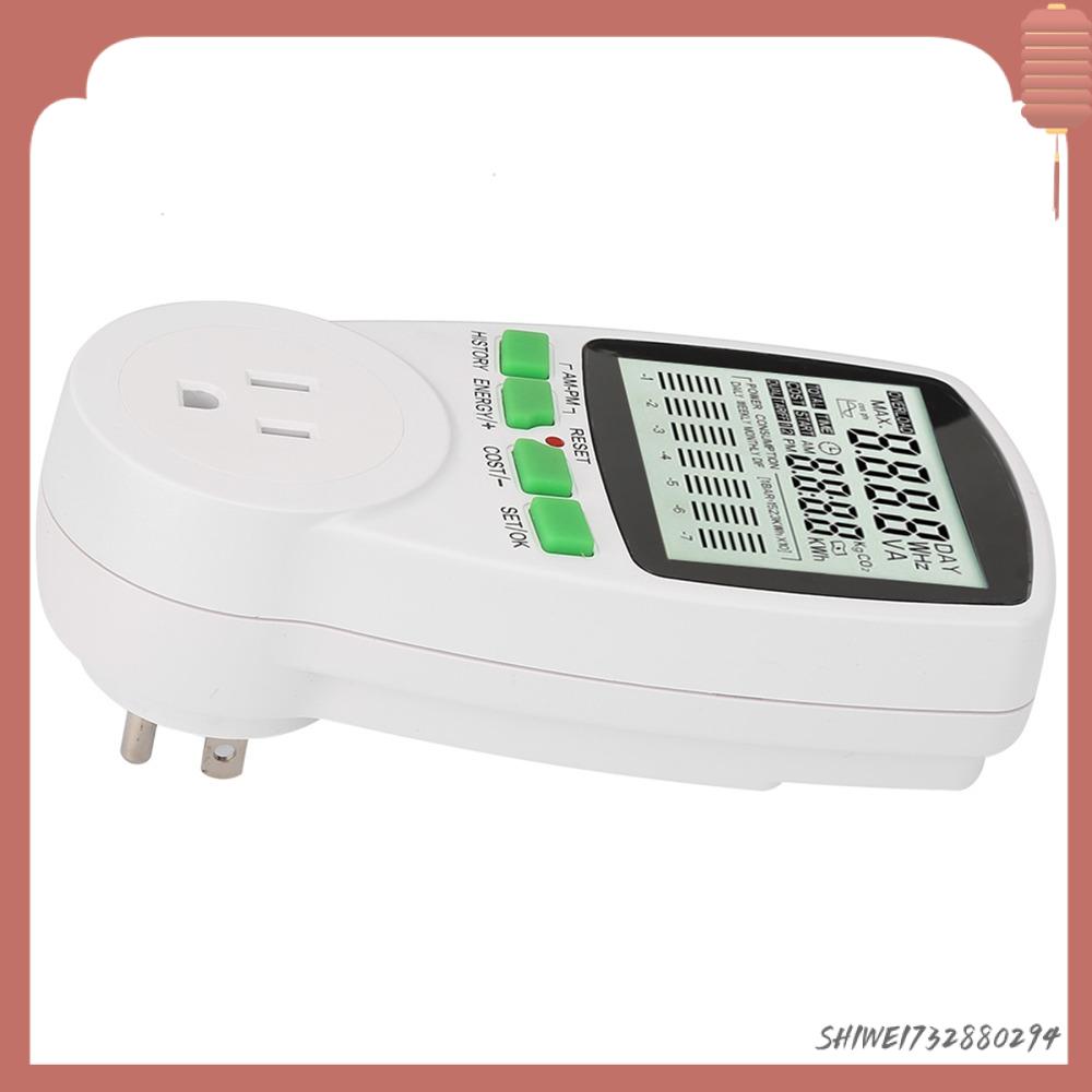 SHIWEI732880294 0,000KWh-9999KWh Máy theo dõi sử dụng điện 0-15A Màn hình LCD kỹ thuật số Ổ cắm đồng hồ đo điện Đồng hồ đo KWh Nguồn AC thông minh Đồng hồ đo năng lượng Màn hình tiêu thụ điện năng