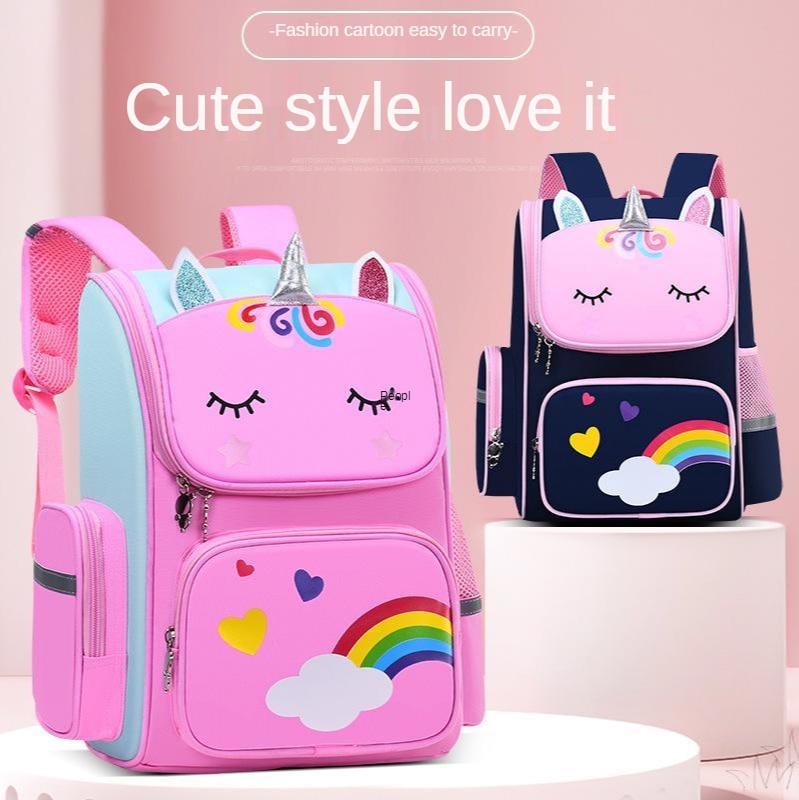 New lớn schoolbag kiểu học sinh Dễ thương Ba lô đi học kỳ lân hoạt hình bagpack trường tiểu học túi sách cho bạn gái tuổi teen trẻ em