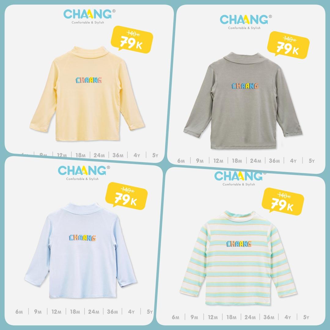 Áo giữ nhiệt cổ 3p CHAANG in chữ cho bé trai bé gái