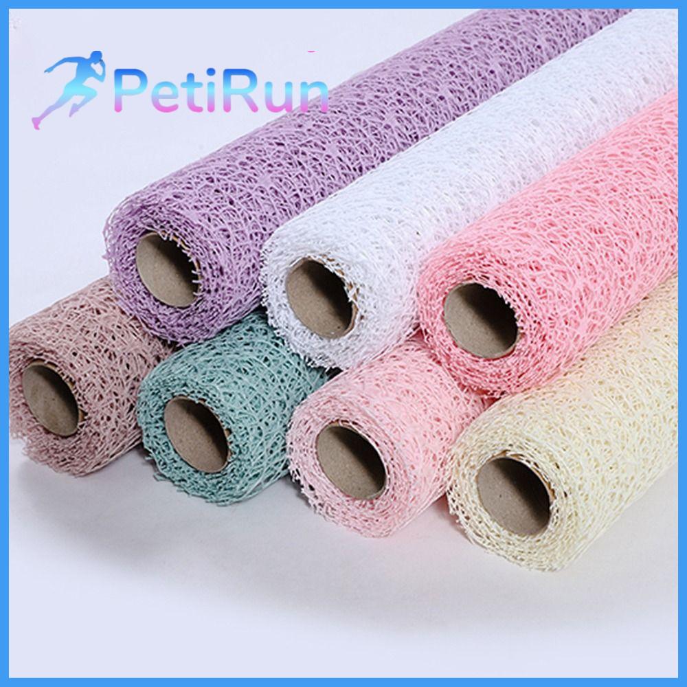 PETIRUN Bó hoa Gạc quấn hoa 50cm 5yard Lưới Giấy gói hoa Quà tặng sinh nhật Ren Lưới dệt hoa Ngày lễ tình nhân