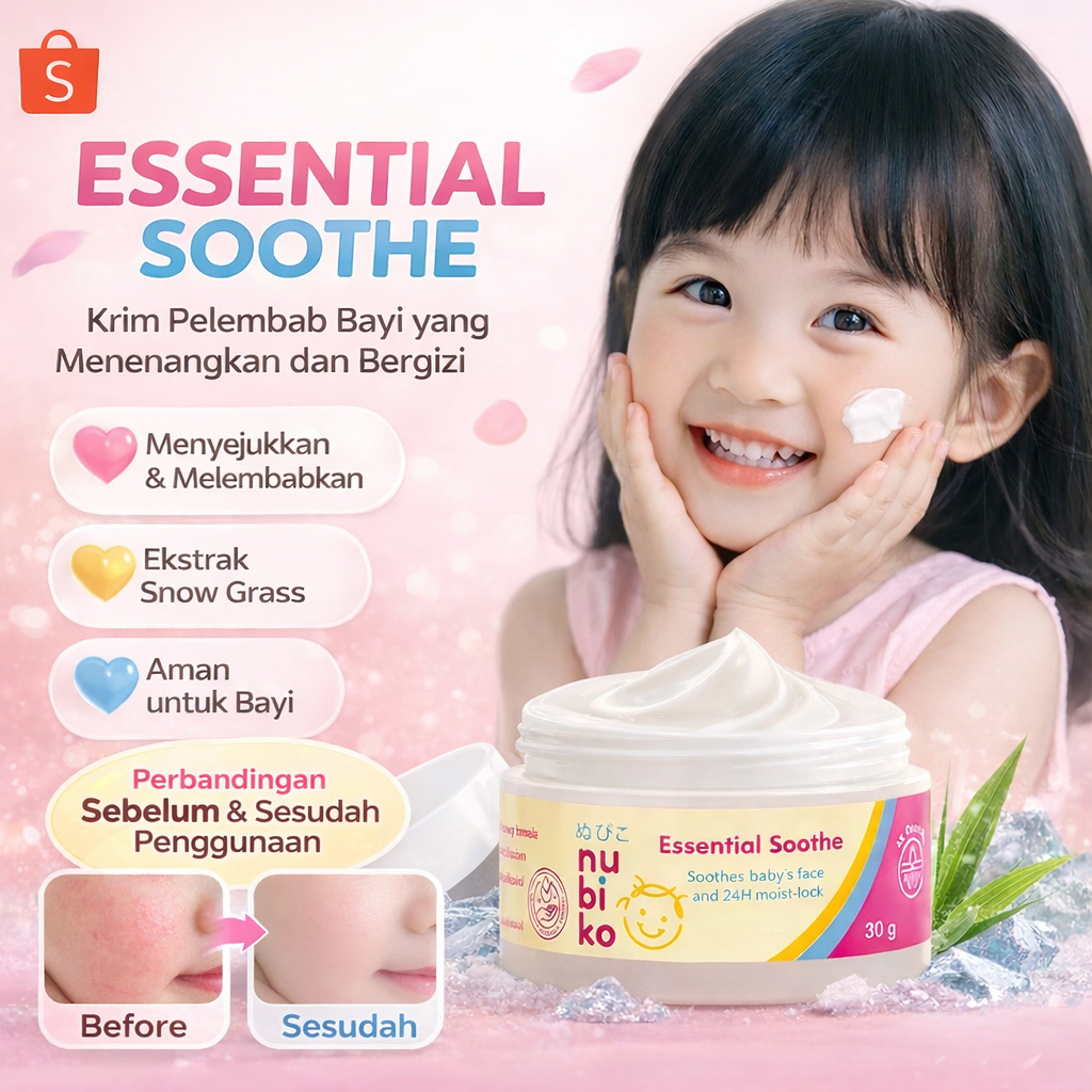 Nubiko Essential Soothe Krim Wajah Bayi 30g Soothing Baby Cream Skincare Bayi Kulit Sensitif No Alcohol No Paraben