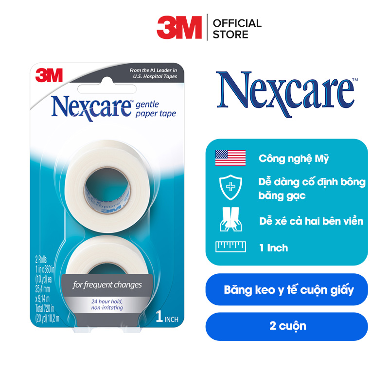 Băng cuộn y tế Nexcare 3M 25.4x9.14mm - Vỉ 2 cuộn trong suốt, xé dễ dàng