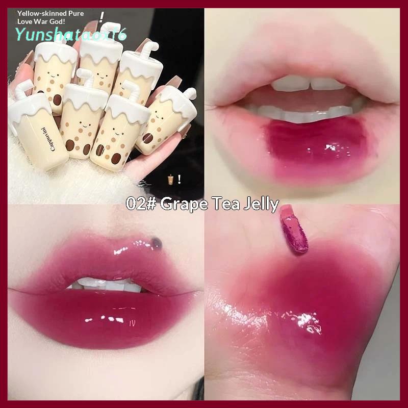 yunshataoxf Cappuvini Dễ Thương Trà Sữa Cup Hình Nước Ánh Sáng Son Bóng Lâu Dài Không Phai Gương Nước Trái Cây Nhuộm Lip Tint Cho Phụ Nữ Trang Điểm - 3