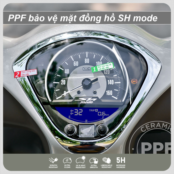 Miếng dán SH Mode 2022 PPF cao cấp chống trầy xước mặt đồng hồ SH mode 2022