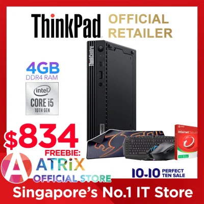 【Express Delivery】ThinkCentre M70q Tiny (11DTS16E00) [Free BT Speaker] i5-10400T | 4/8GB DDR4 | 512GB SSD | Win10 Home/Pro | 3Yrs Lenovo Onsite