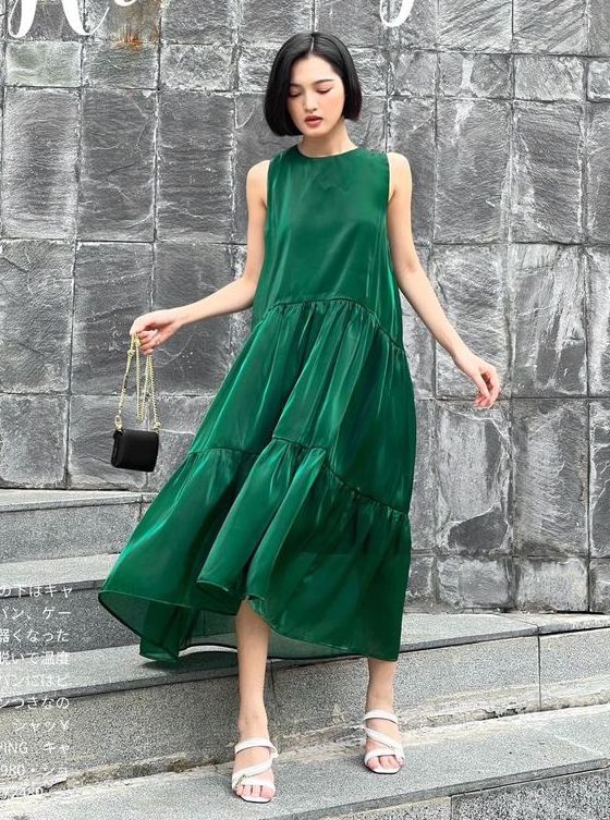 JOVEN Đầm Dài Xenia 3 Tầng Chất Organza Sang Trọng Nữ Tính