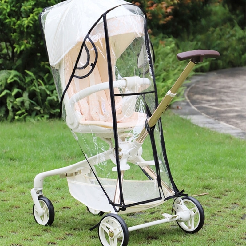 Đen viền đen viền EVA xe đẩy em bé Tiểu Luận không thấm nước mưa che gió trong suốt chắn bụi dây kéo mở cho xe đẩy