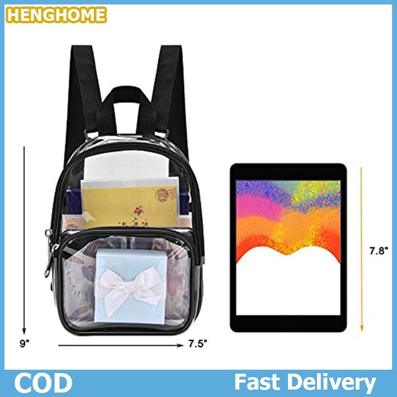 HENGHOME PVC Transparent Backpack Fashion Simple Lightweight Backpack Cute Mini Clear Bags Waterproof Travel Schoolbag Sports Bags