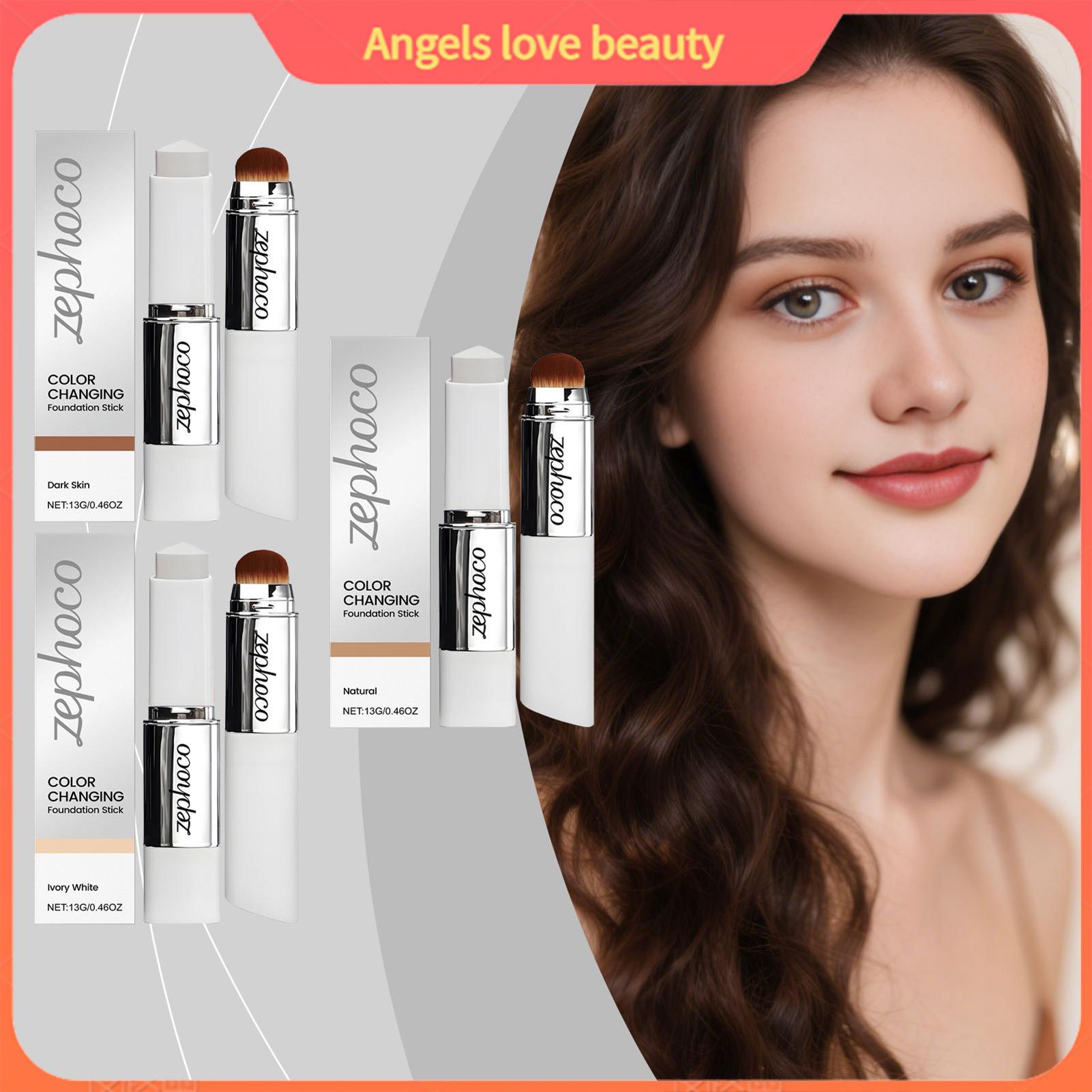 Moisturizing Foundations Stick Contouring Foundations Stick 13g Color Changing Stick with Brush Hydrating Full Coverage Concealer Cream for Beauty Lovers