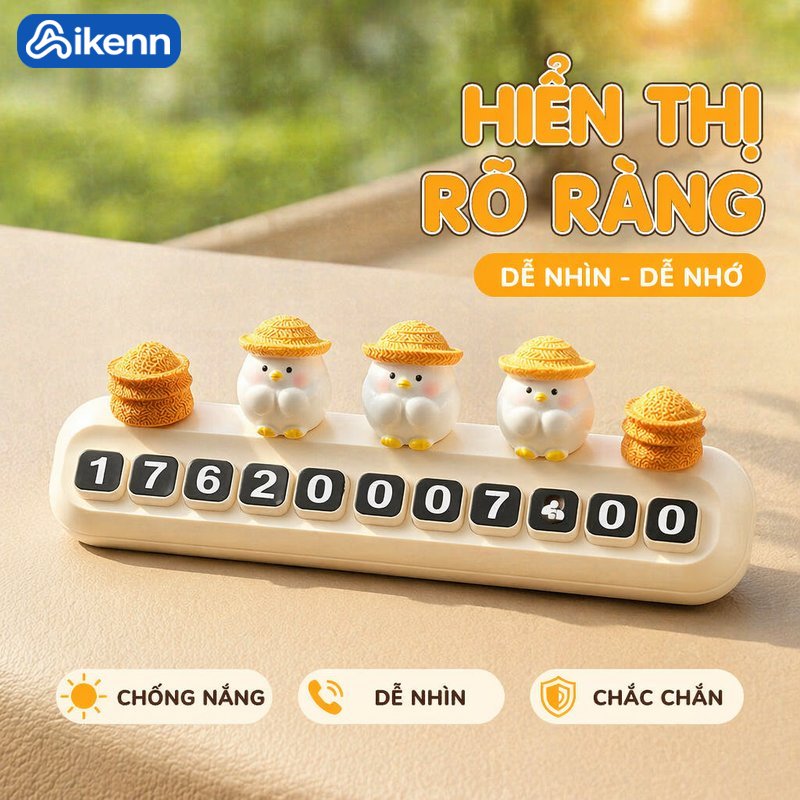 Aikenn bảng số điện thoại ô tô gắn taplo hình gà đáng yêu bảng số liên hệ tạm dừng đỗ xe phát sáng ban đêm phụ kiện nội thất xe