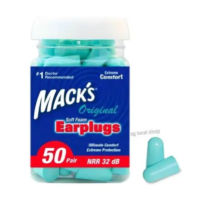 [SG In-Stock] 50 pairs Mack's Highest Rating 32dB Original Soft Foam (Teal) Earplugs Macks- 32dB Highest NRR, Comfortable Ear Plugs Sleeping, Snoring, Travel, Concerts, Studying, Loud Noise, Work Protection