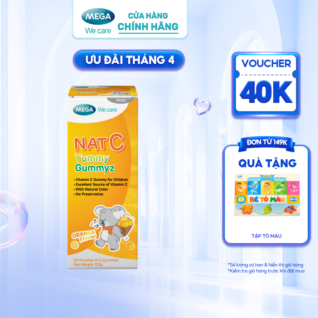 Kẹo dẻo ăn vặt hỗ trợ cải thiện đề kháng - Vitamin C NAT C Yummy Gymmyz (Gói 2 viên)