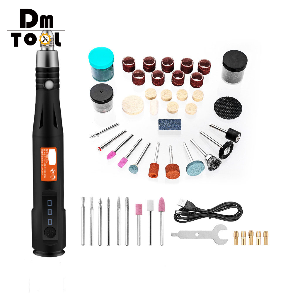 DM Mini Electric Engraving Pen Mini Electric Polishing Machine Marking Pen Root Wood Carving Jade Carving Tool