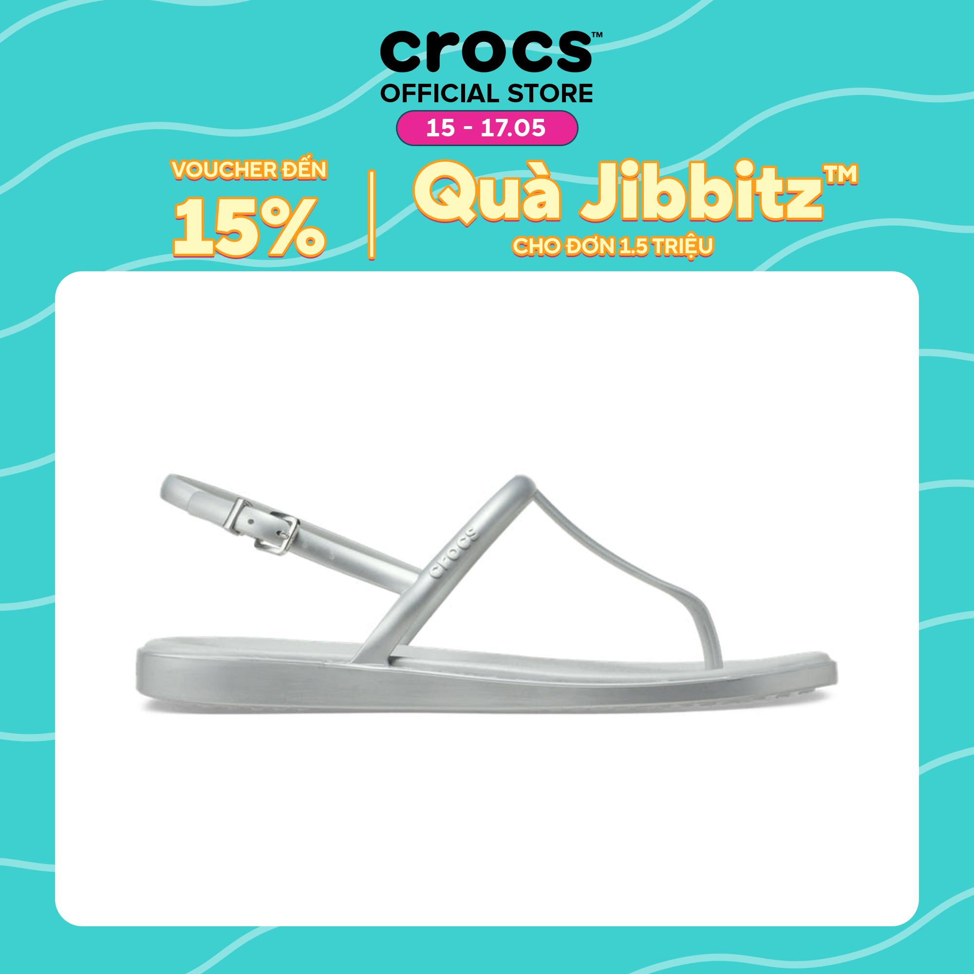 Dép Xỏ Ngón Nữ Crocs Miami Metallic Thong - Silver - 211525-040