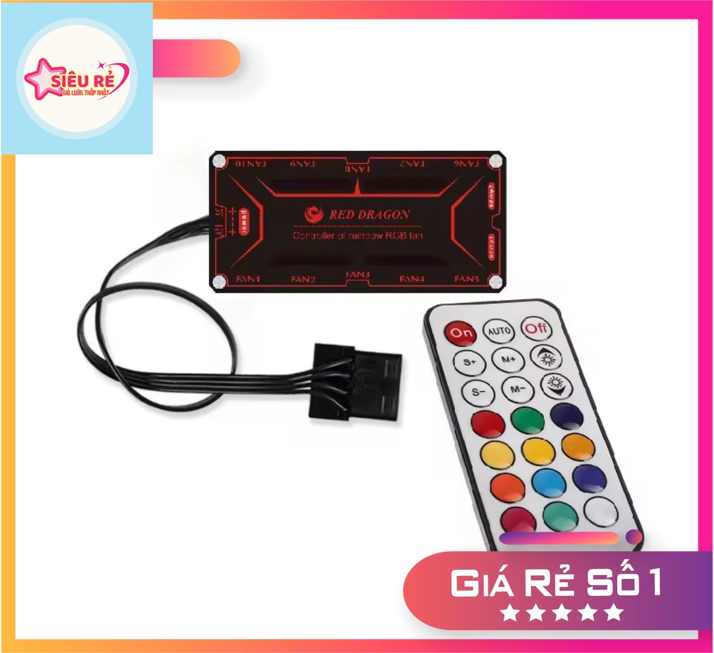 (HUB không led) Bộ Hub Kết Nối Nguồn Và Điều Khiển Fan RGB RED DRAGON ( loại không led cực bền) kèm dây và remote Giá 68,000 Đồng*Miễn phí vận chuyển