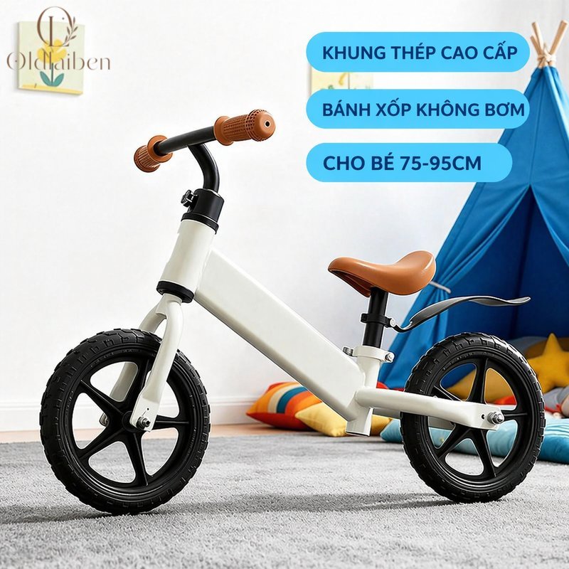 Oldlaiben Xe thăng bằng chòi chân trẻ em bánh xe không săm khung thép carbon chịu lực cao tay cầm chống trượt ghế điều chỉnh phù hợp bé 1 3 tuổi