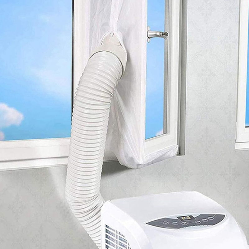 [Waanon]No-Drill AC Window Kit 4m Portable for Mobile Air Conditioner Exhaust Ventilation Casement Seal Cloth Attachment