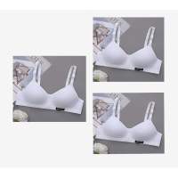 【Local Stock】 3PCS Fashion Stripe Young Girl Seamless Cotton Bra Womens Push Up Wireless Underwear Ladies