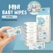 "Mini Baby Wipes 8-Pack Set for Travel, 64pcs"