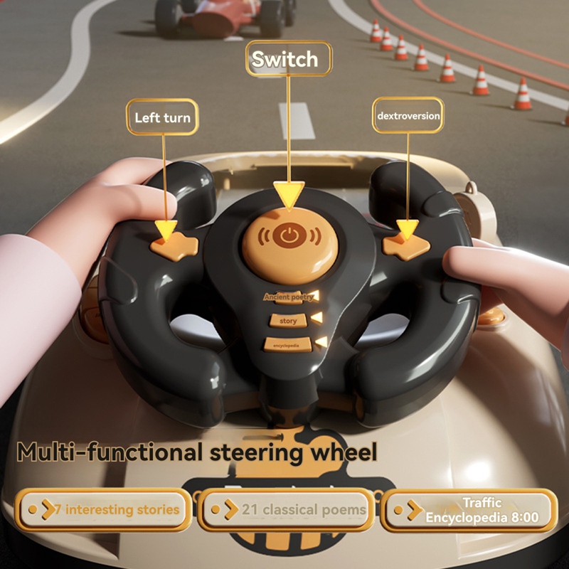 Driving Simulator with Music and Vehicle Sound Effects Interactive Simulation Toy Car Racing Adventu