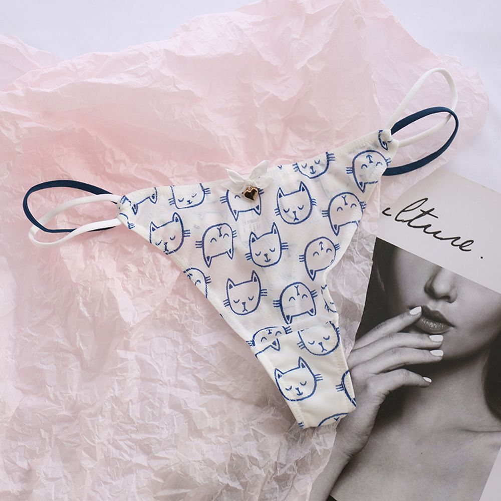 Qingxin thoáng khí dễ thương mèo cạp thấp gấu cho trái tim Hàn Quốc cho nữ Đồ lót lưới sọc tóm tắt Phụ Nữ Cung quần lót
