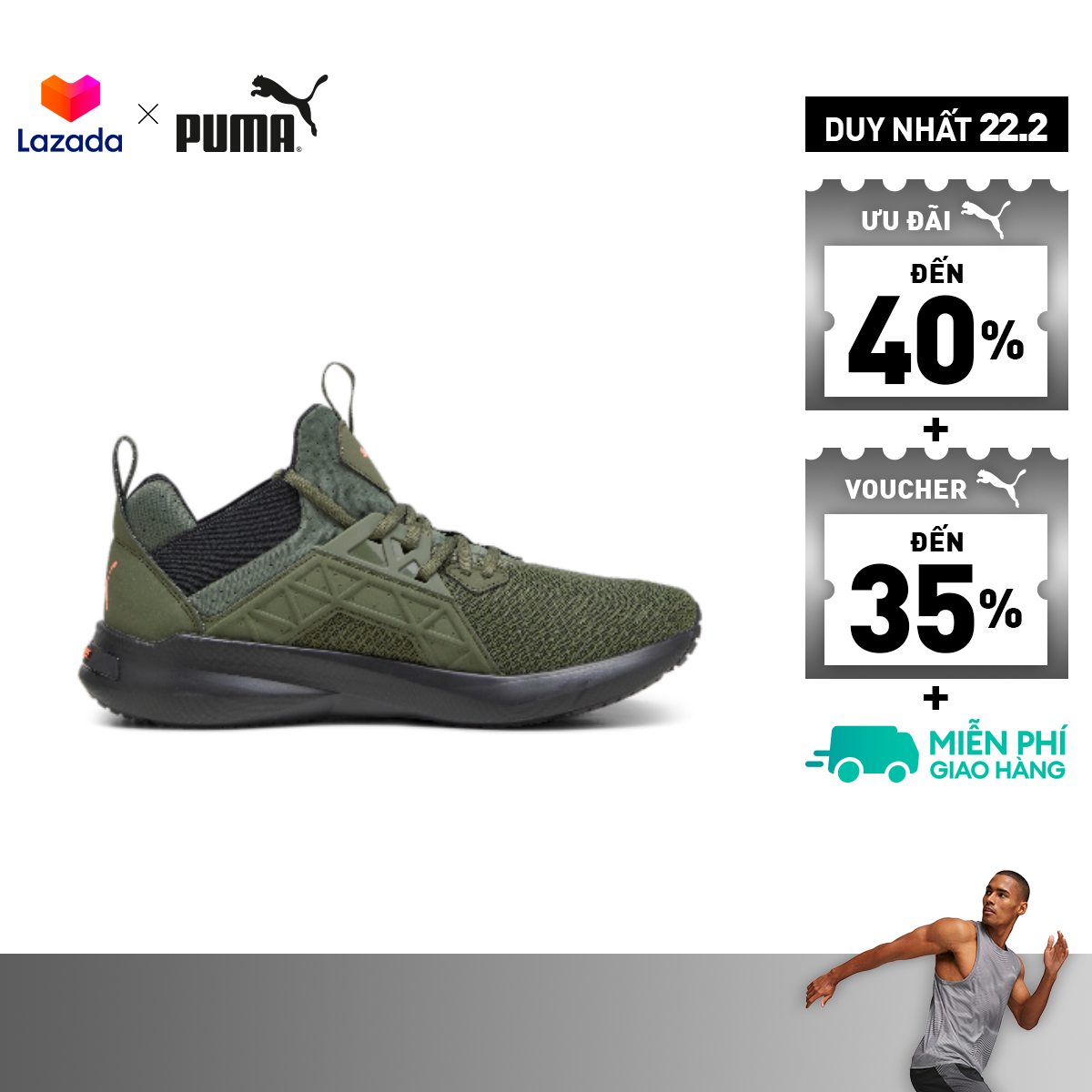 Giày thể thao PUMA Nam Softride Enzo NXTs Màu Xanh Lá