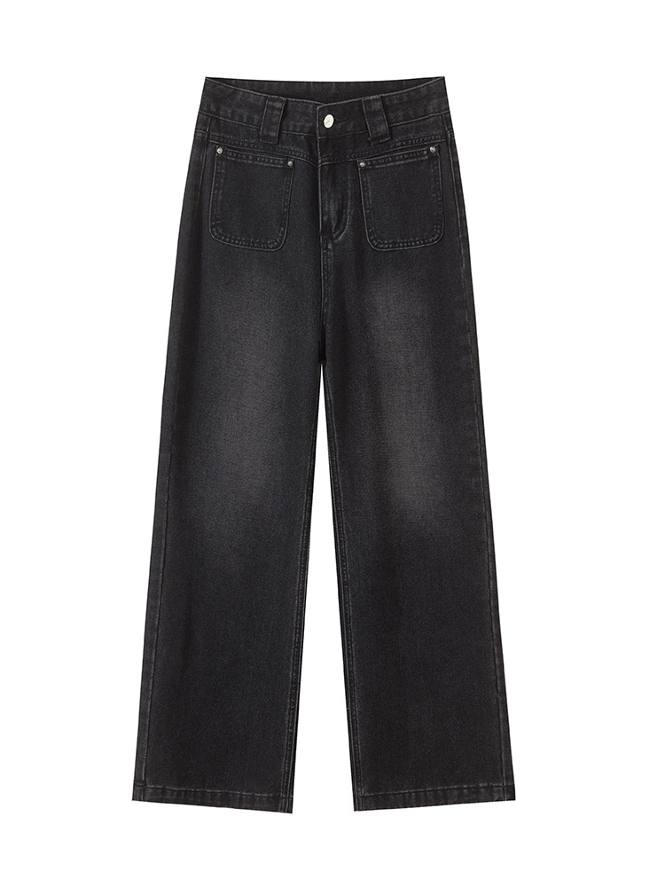 AWDUHUAIW Wide-Leg High-Waist Black Jeans for Women – Slimming & Casual Trousers