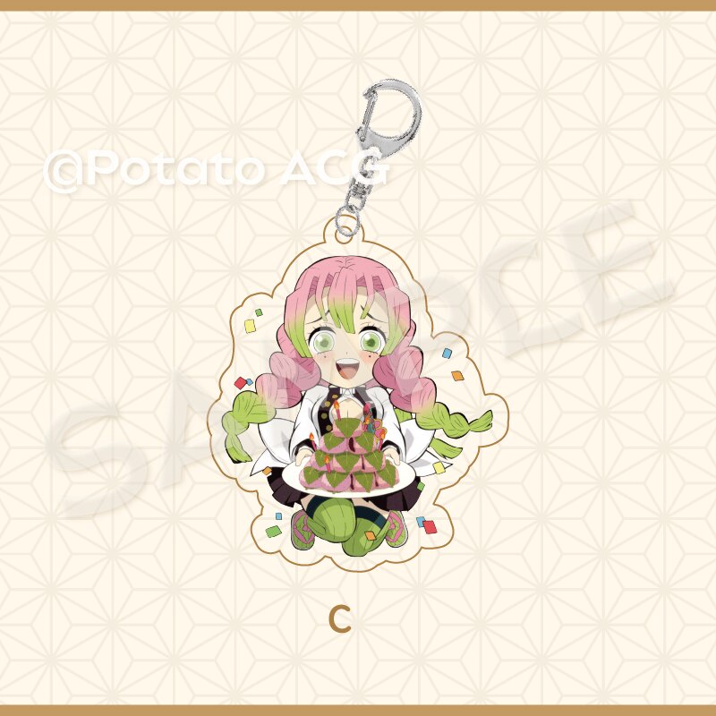 Móc khoá Demon Slayer Anime Keychain Women Kanroji Mitsuri Iguro Obanai Kawaii Acrylic KeyChain