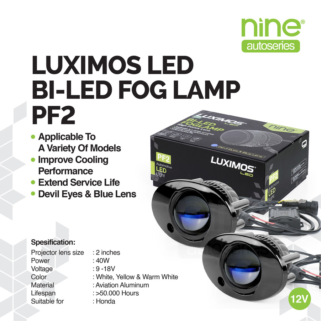 Luximos Biled Foglamp Honda 80W 2 Inch Projector Super Bright White Yellow Pf2 - Nine Autoseries Harga 1,099,900 rupiah*Gratis Ongkir