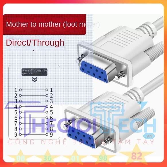 [Cáp RS232 DB9 Cái-Cái] Dài 5m - 9 Sợi Đồng | Kết Nối Máy Tính, Modem, Thiết Bị Công Nghiệp | Màu Trắng | Chính Hãng