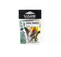 Sasame F-724 Chinu Ringed Offset Hook Black Size 3/0 (1218)