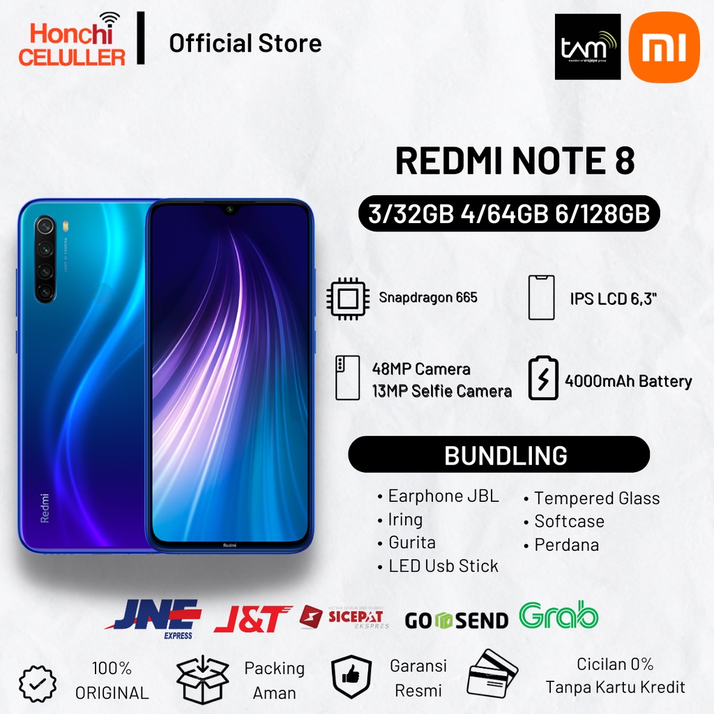 Xiaomi Redmi Note 8 6/128GB 4/64GB 3/32GB Garansi Resmi Xiaomi Indonesia TAM Harga  1,499,000 Ringgit*Penghantaran Percuma