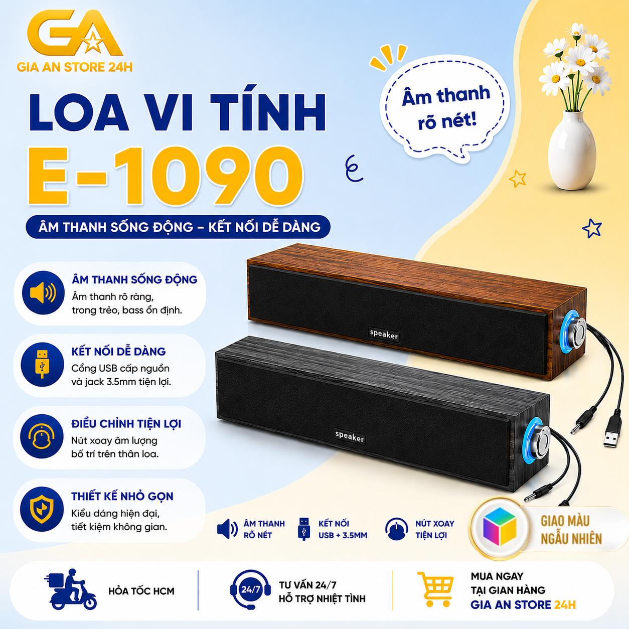 Loa Vi Tính 1090 Âm Thanh Sống Động - Loa USB Mini Cho PC Laptop Nghe Nhạc Xem Phim