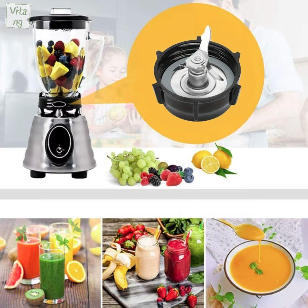 VITANG 4pcs/Set Thép không gỉ Bộ Lưỡi máy xay sinh tố Chống mài mòn Mũ đáy màu đen Vòng cao su Hộ gia đình Bền Phụ tùng thay thế máy xay sinh tố Sửa chữa