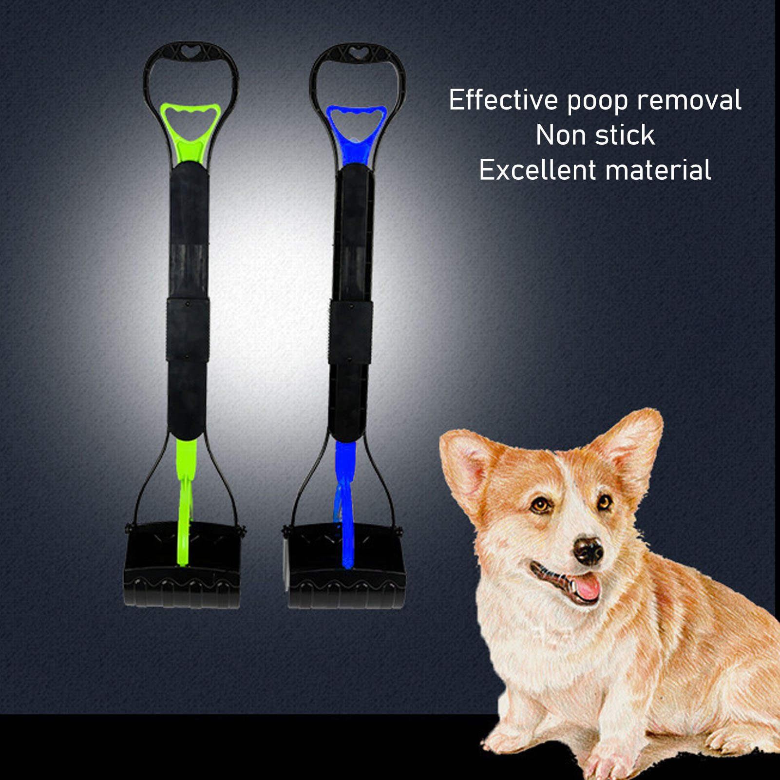Con chó gấp xẻng xúc phân dụng cụ đựng phân thú cưng scooper đa năng tay cầm dài cho ngoài trời