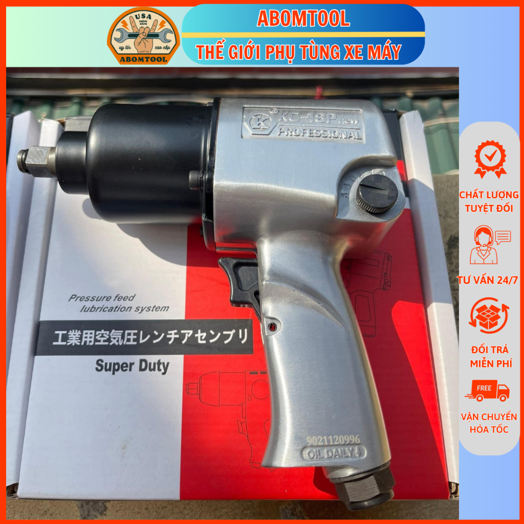 Máy siết bulong hơi Nhật xịn, súng bắn ốc Kusaki 18P 1/2 chính hãng ABOMTOOL