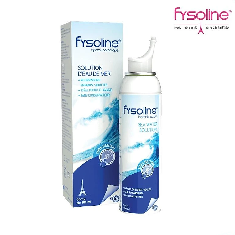 Dung dịch xịt mũi nước muối biển đẳng trương trẻ em Fysoline Isotonic Spray vệ sinh, cấp ẩm giảm sổ, nghẹt mũi bé