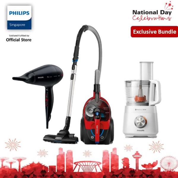 [EXCLUSIVE BUNDLE] Philips Bagless Vacuum FC9728/61, Food Processor HR7520/01 With Hair Dryer HPS910 Singapore