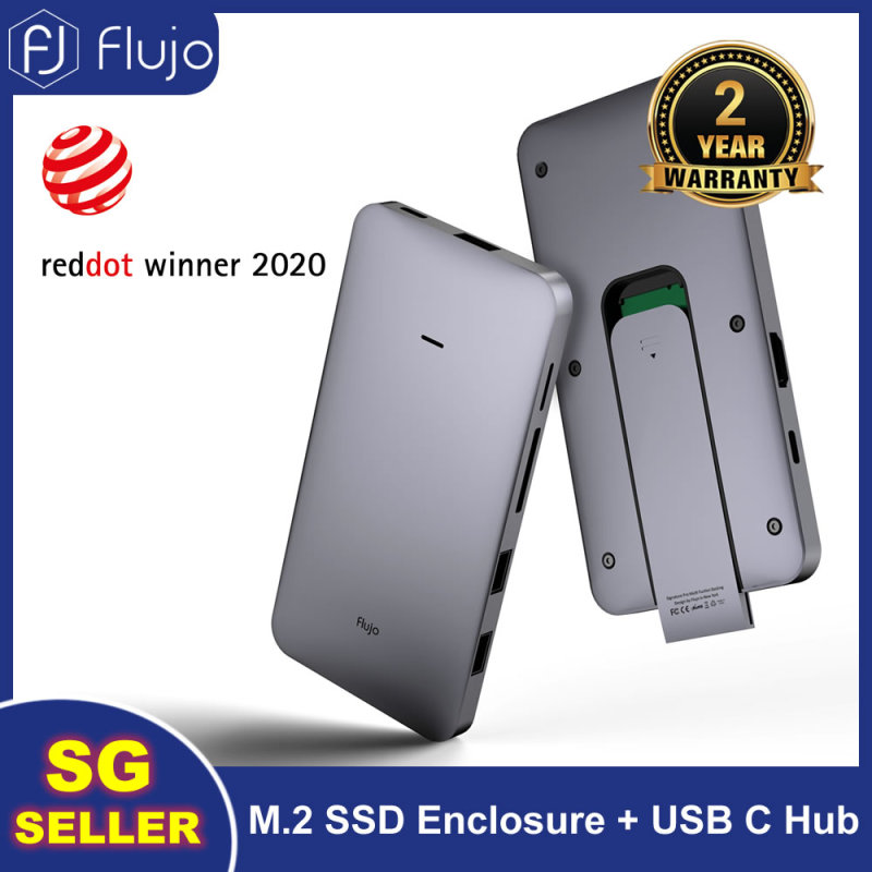 Flujo World First Multi-funtion Docking Station, USB C to M.2 SSD Enclosure, 10Gbps Type C Adapter to 4K 60Hz HDMI, 100W PD, SD/TF Card Slots, USB 3.1 to NVMe PCI-E M-Key Hard Disk Case for 2230/2242/2260/2280