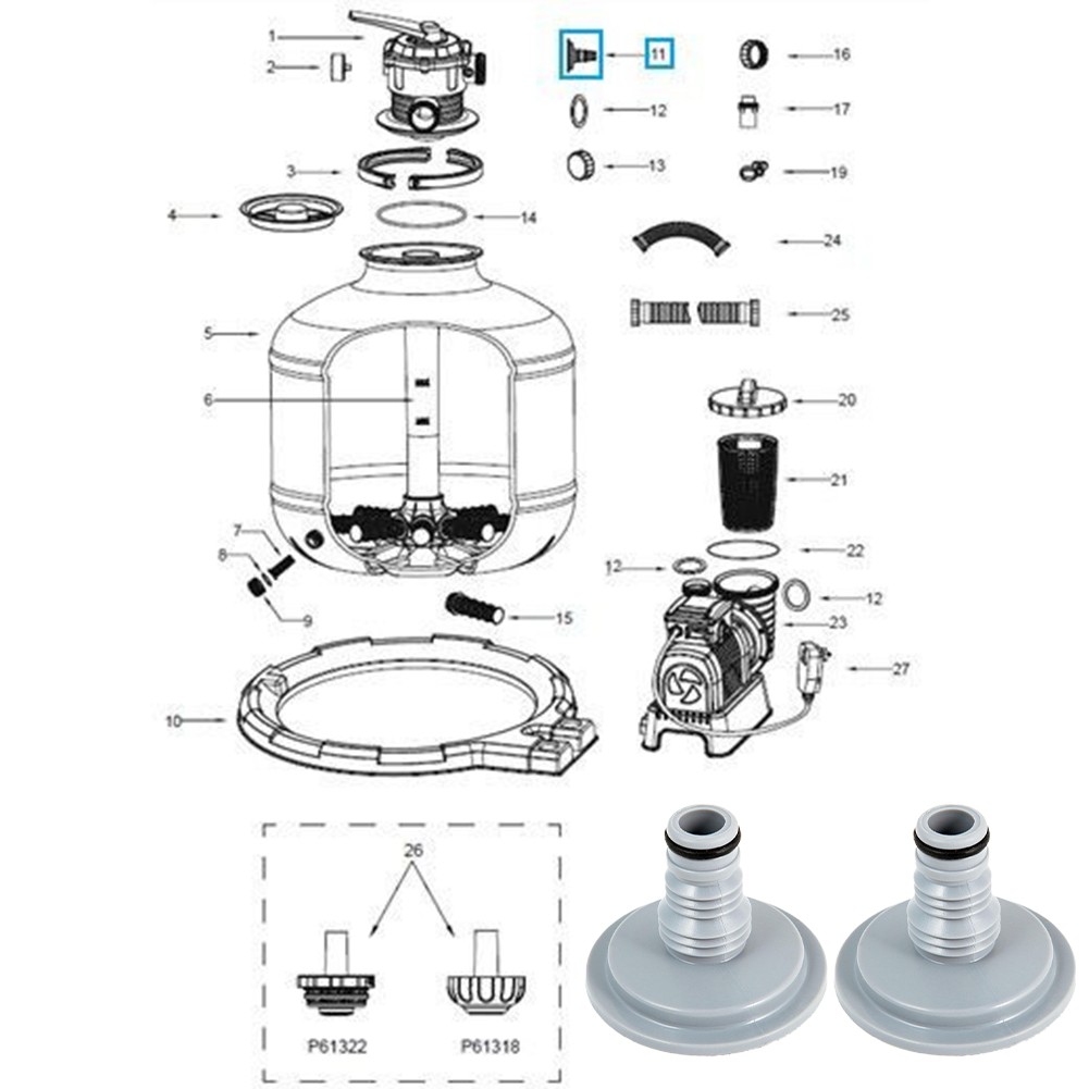 【Unirax】 Dễ dàng cài đặt hồ bơi bộ chuyển đổi ống Ngàm chuyển đổi Kính lọc cát sử dụng ngoài trời tương thích 【hàng có sẵn】