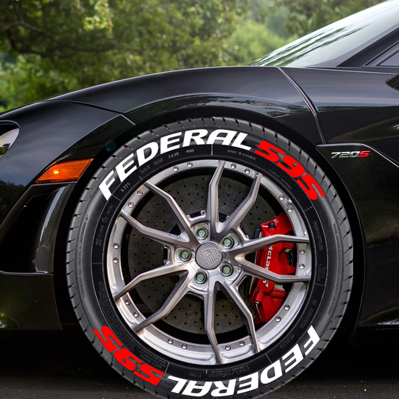 Federation 595 car tire letter 3D sticker permanent adjustable rubber