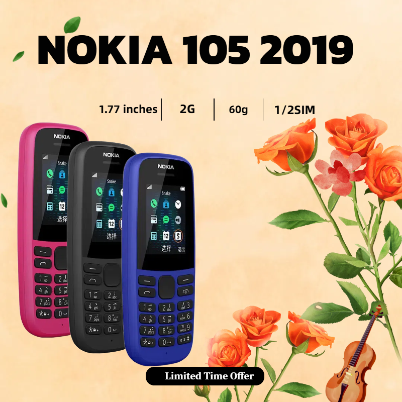 Digital Detox Phone: Nokia 105 2G | Single 2SIM Keypad for Maximum Focus, 800mAh Battery for Days | Student & Senior Essentials ราคา 474 บาท*ส่งฟรี