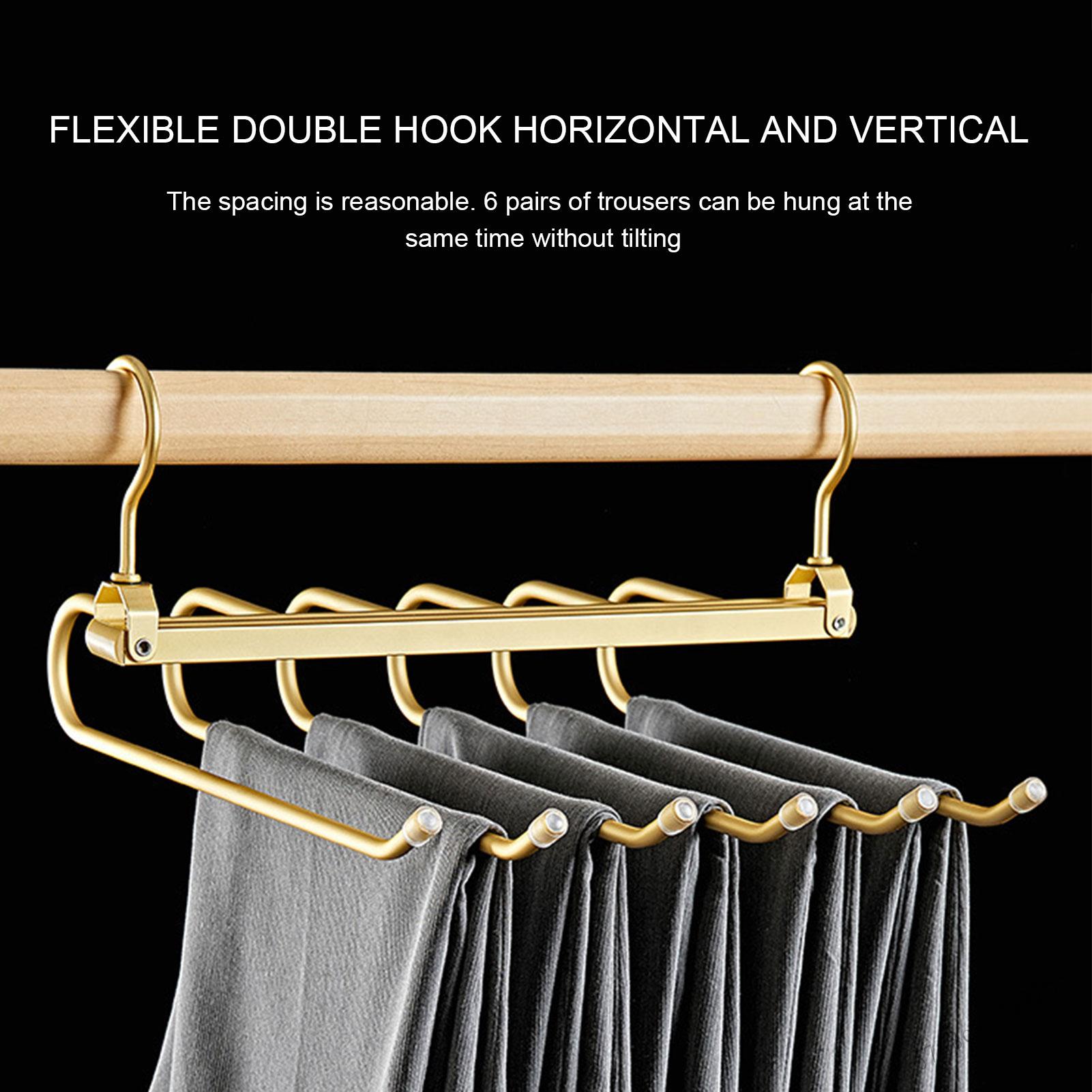 6 in 1 Magic แขวนกางเกง,Multi-Function สำหรับ Home Travel, อลูมิเนียมหลายชั้นชั้นวางกางเกงพร้อมตะขอหมุนได้ 360 องศา 5LA-wzj-TH ราคา  307 บาท*ส่งฟรี