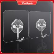 WestGoods Transparent Nail-Free Hooks for Kitchen and Bathroom
