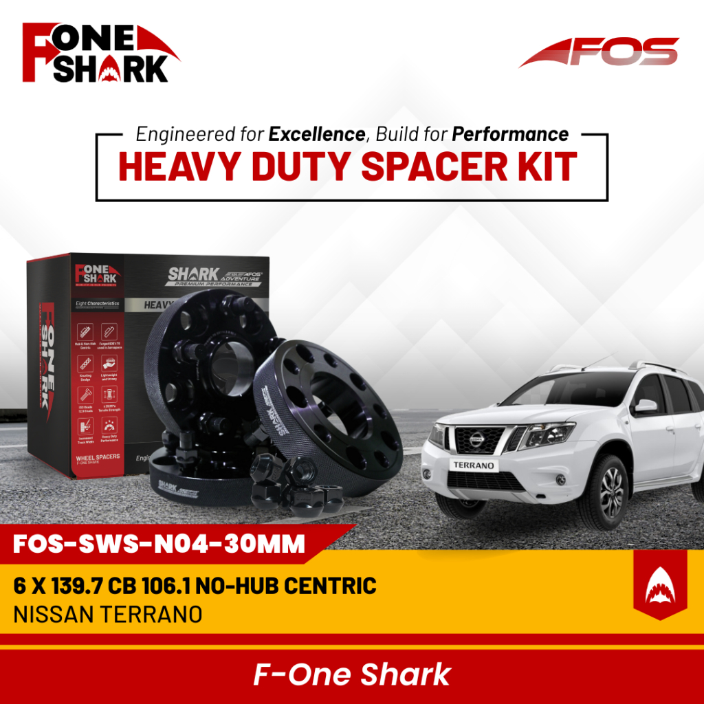 F-One Shark FOS Heavy Duty Wheel Spacer Adaptor Roda Velg Nissan TERRANO Forged Alumunium Alloy 6061-T6 5 PCD 6 x 139.7 CB 106.1 Giá 1,200,000 Đồng*Miễn phí vận chuyển