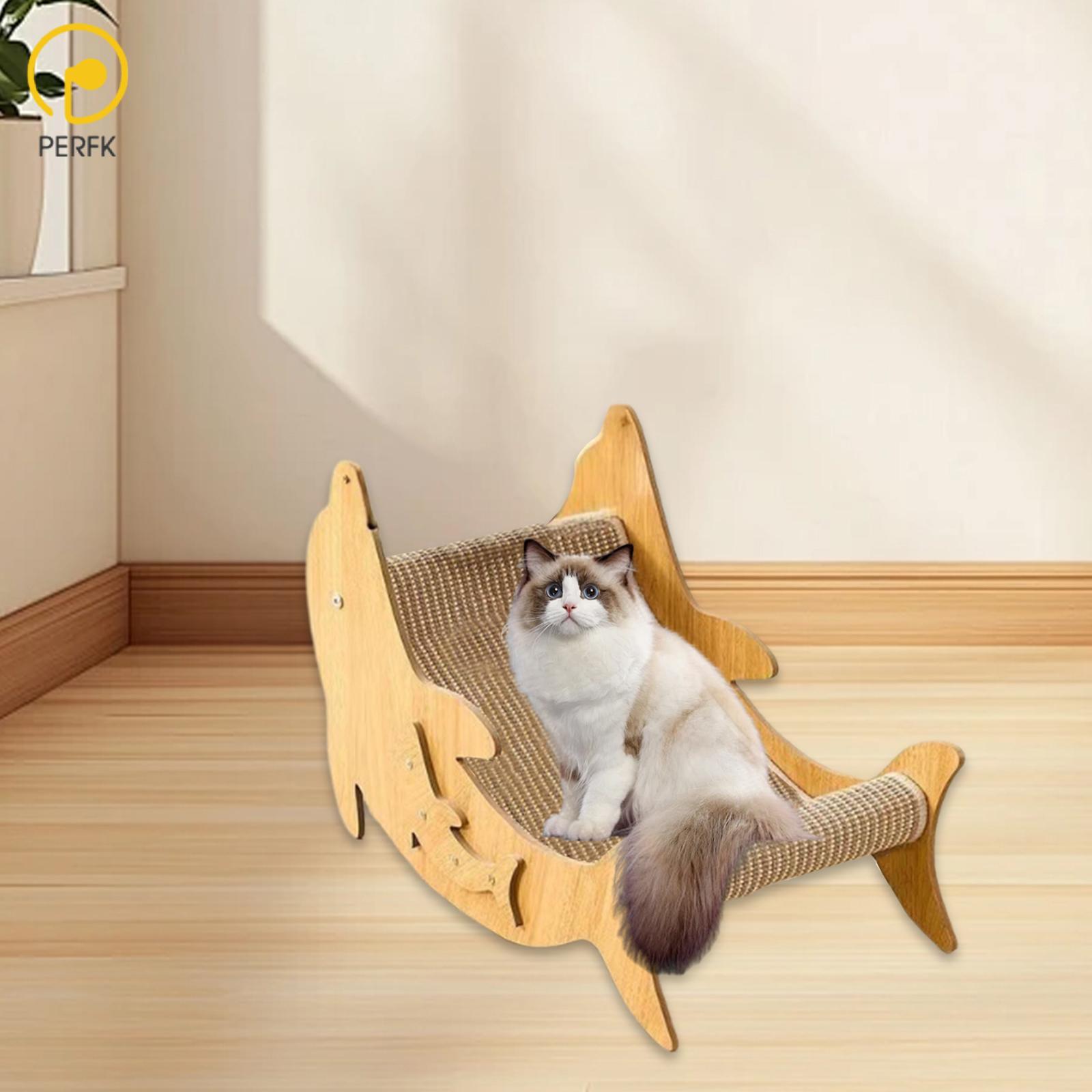 อาหารและอุปกรณ์สัตว์เลี้ยง Perfk Cat Scratcher เตียงสบายกรอบไม้ทนทานสำหรับแมวขนาดกลางขนาดเล็กสัตว์เลี้ยงเตียงนอน Kitten Scratch Pad Cat Sisal เก้าอี้