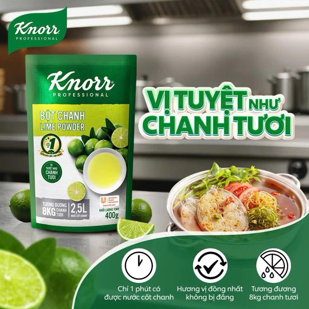 Bột chanh KNORR Professional gói 400g chuyên dụng cho nấu ăn nhà hàng khách sạn quán cà phê tiệm ăn