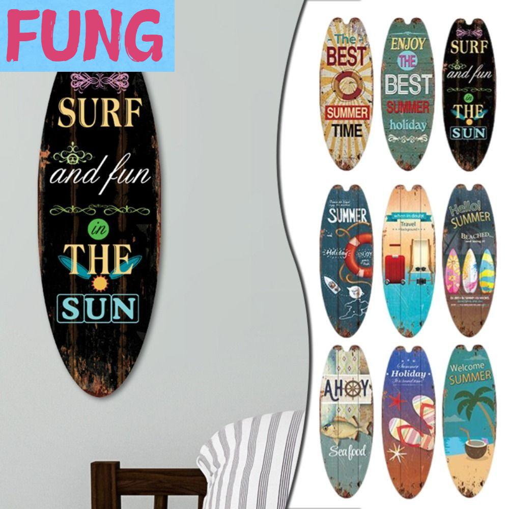 FUNG เย็นเย็น กระดานโต้คลื่นไม้ สว่างสดใส การพิมพ์ที่ประณีต บอร์ดพวงมาลัยติดผนังรูปทะเล เครื่องหมายไม้ ง่ายต่อการใช้ กระดานติดผนัง ราคา 137 บาท*ส่งฟรี