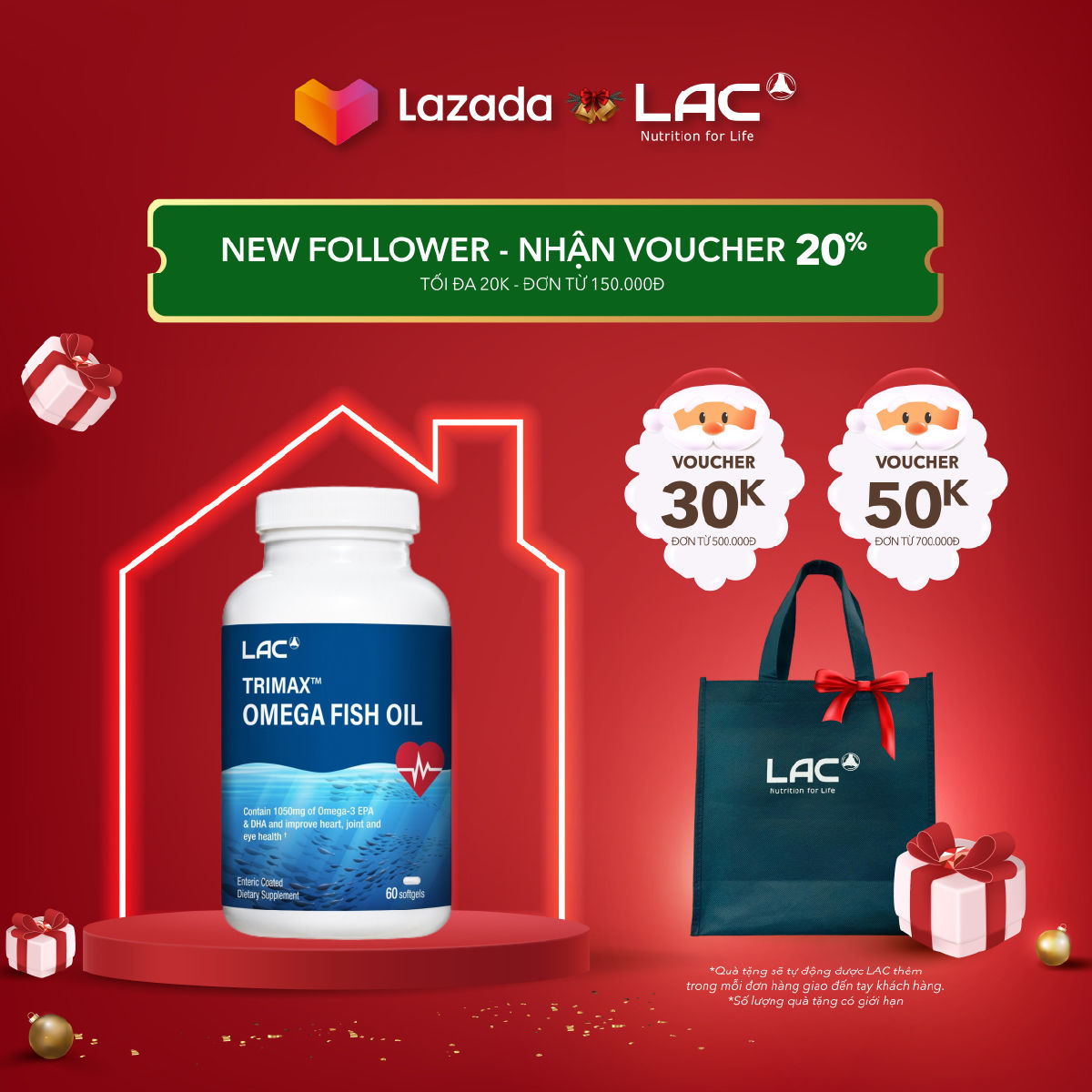VIÊN UỐNG DẦU CÁ BỔ SUNG OMEGA HỖ TRỢ TIM MẠCH LAC TRIMAX OMEGA FISH OIL (60 VIÊN)
