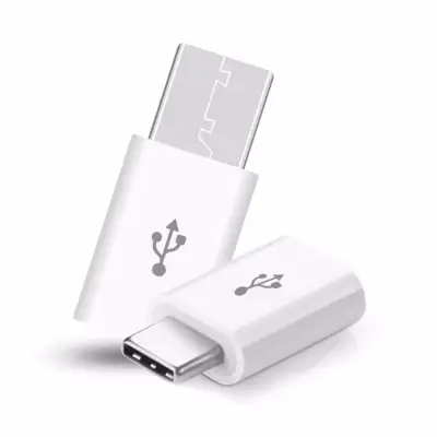 2pcs USB 3.1 Type C Male to Micro USB Female Adapter Converter (white)